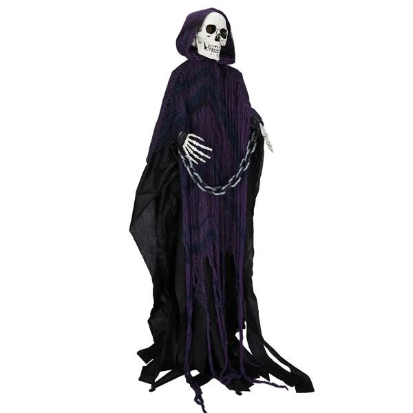6FT Animatronic Grim Reaper with Chain – Sound-Activated Halloween Yard Prop