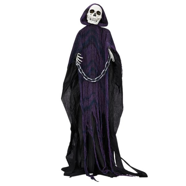 6FT Animatronic Grim Reaper with Chain – Sound-Activated Halloween Yard Prop